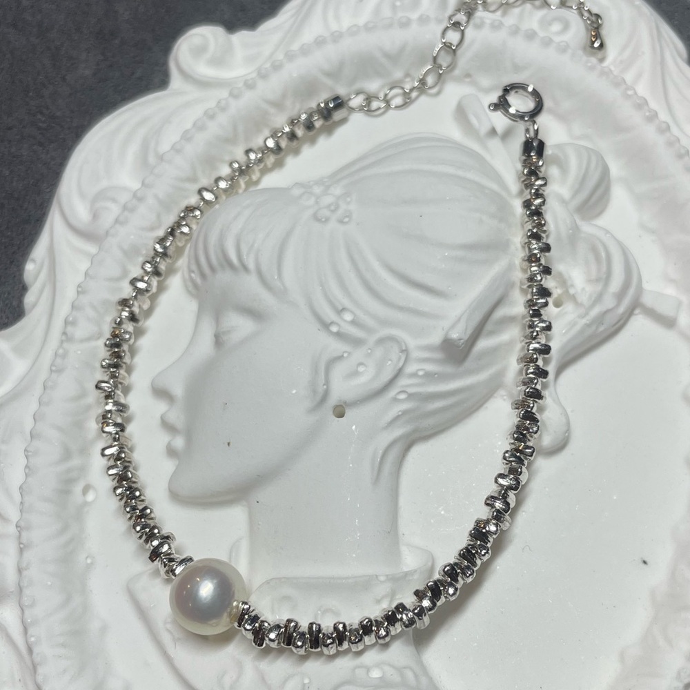 Silver Tone Freshwater Pearl Bracelet